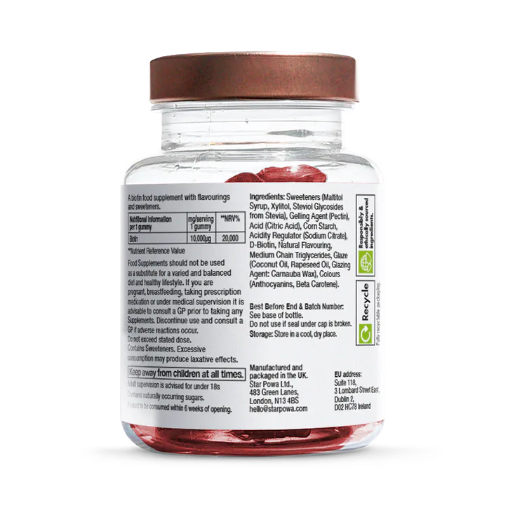 Starpowa Biotin 10,000Ug Raspberry Flavour 30 Gummies detail 2