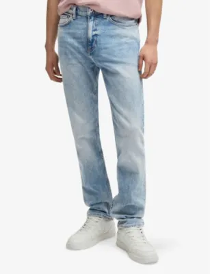 HUGO Regular-Fit Straight-Leg Distressed Denim Jeans - 30/32 detail 3