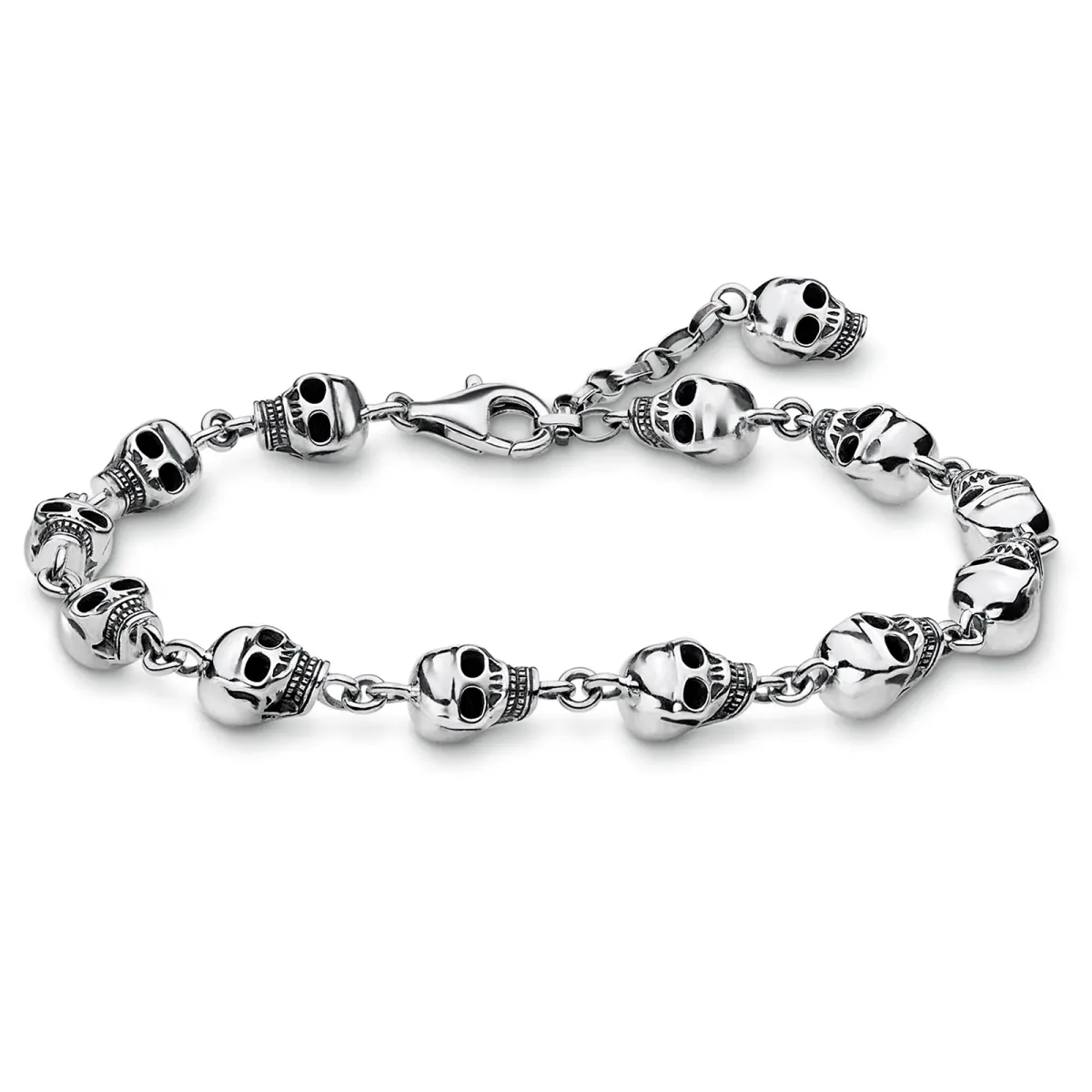 Thomas Sabo Mens Sterling Silver 16-19cm Skull Bracelet