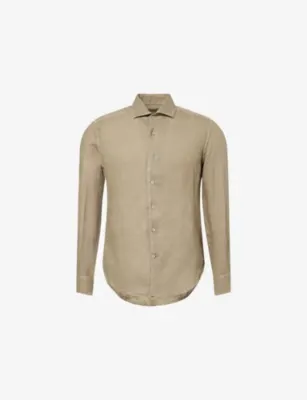 CORNELIANI Long-Sleeve Pointed-Collar Linen Shirt