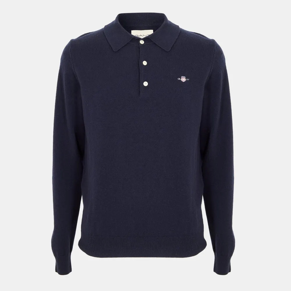 Gant Men's Superfine Lambswool Long Sleeve Polo Shirt