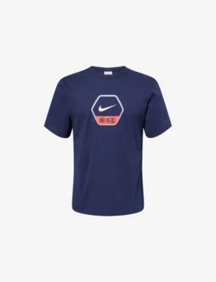 For Him Logo-Print Crew-Neck Cotton T-Shirt in OBSIDIAN – Mens | Tops & t-shirts | T-Shirts | Printed T-Shirts