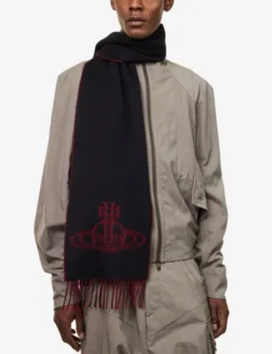 VIVIENNE WESTWOOD Double Face Orb-Jacquard Wool Scarf detail 2