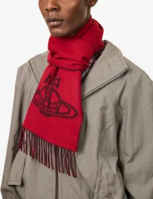 VIVIENNE WESTWOOD Double Face Orb-Jacquard Wool Scarf detail 3
