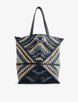 LOEWE Puzzle Fold Extra-Large Raffia Shoulder Bag