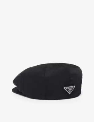 PRADA Triangle-plaque Re-Nylon beret hat - S in BLACK – Mens | Hats | Caps