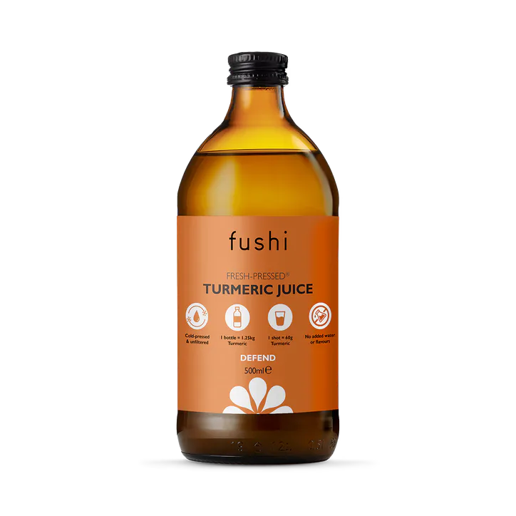 FUSHI WELLBEING Fushi Fresh-Pressed Turmeric Juice 500ml – Vitamins & Supplements > Supplements > Plant Sourced Supplements > Turmeric