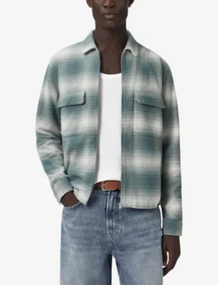 ALLSAINTS Polanco Zip-Up Checked Cotton Shirt detail 3