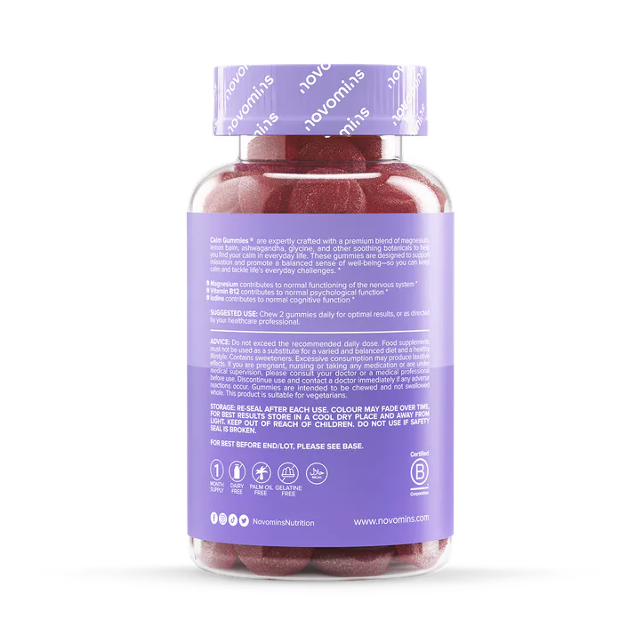 Novomins Calm Magnesium Glycinate Passionfruit Flavoured 60 Gummies detail 2