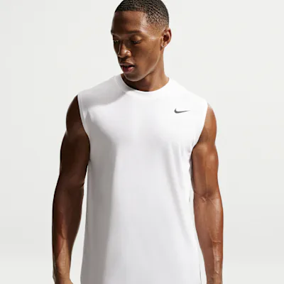 Nike Men's Dri-FIT Sleeveless Training Top - White/Black in White/Black – Nike men's and unisex