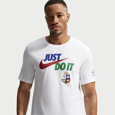 Nike British & Irish Lions Men's Just Do It Tee - White/Pepper Red