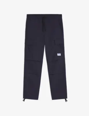 HUGO Logo-Patch Elasticated-Waist Cotton Cargo Trousers