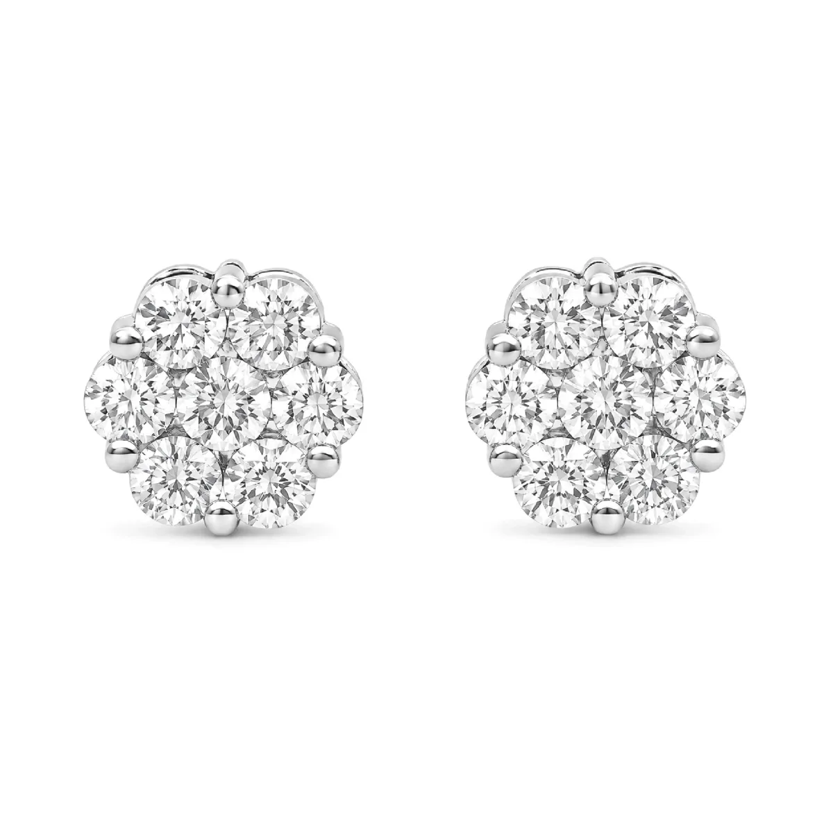 For Him Flower Diamond Studs in 1.50ctw / White Gold / Natural Diamond – Earring