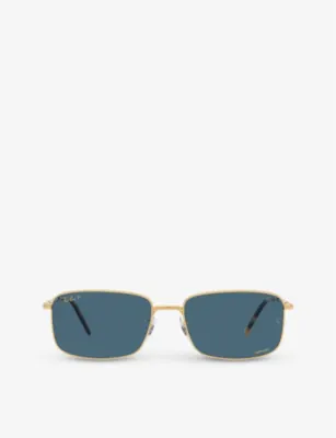 RAY-BAN RB3717 rectangle-frame metal sunglasses