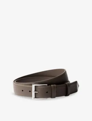 PRADA Brand-Plaque Leather Belt - BLACK - 34 detail 2