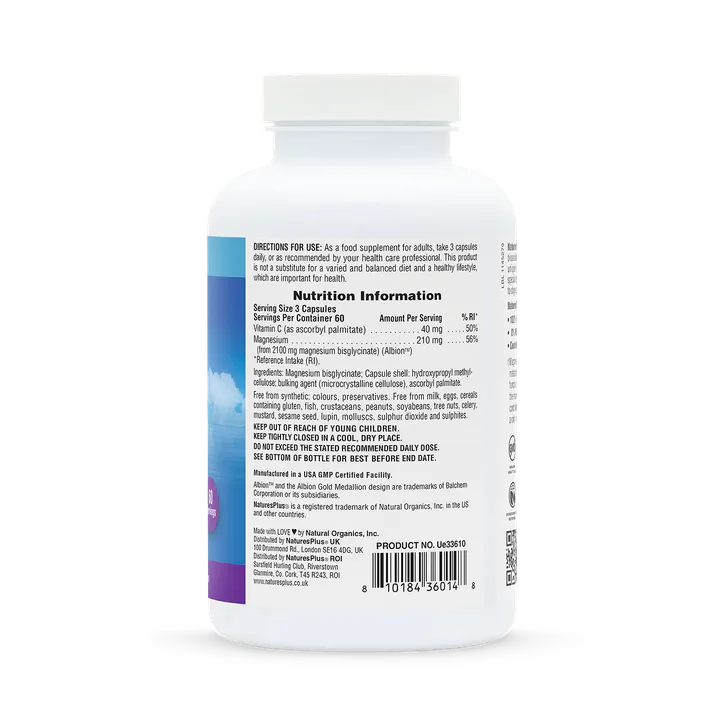 NaturesPlus Magnesium Bisglycinate 180 Capsules, additional product view 2