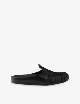 PRADA Logo-Print Leather Mules - BLACK - EUR 42 / 8 UK MEN in BLACK – Mens | Casual shoes | Slip on