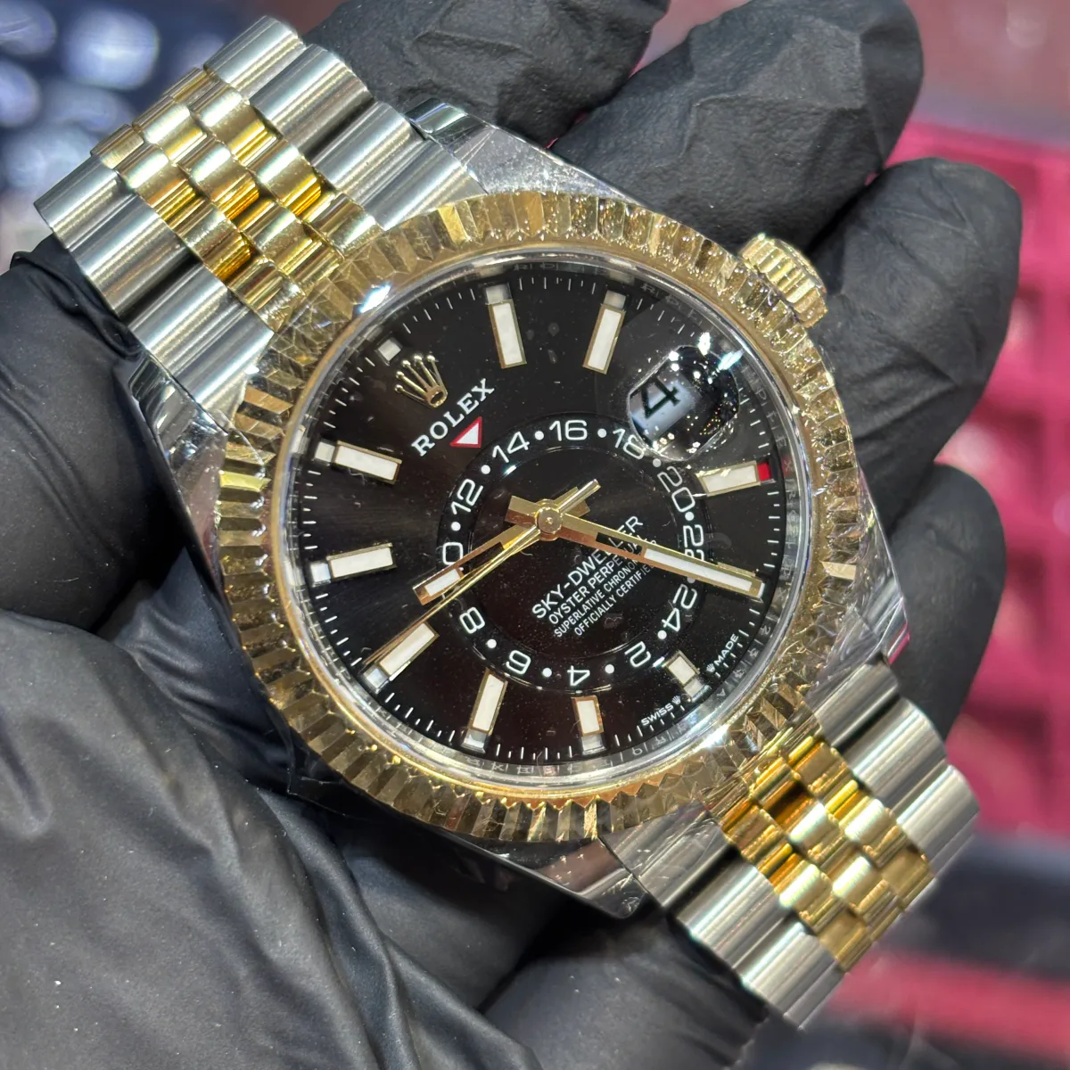 ANKUR - For Him WATCHES 2023 Rolex Sky-Dweller 42mm | Two Tone Yellow Gold | Black Stick Dial – Watch
