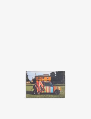 PAUL SMITH Logo Graphic-Print Leather Card Holder