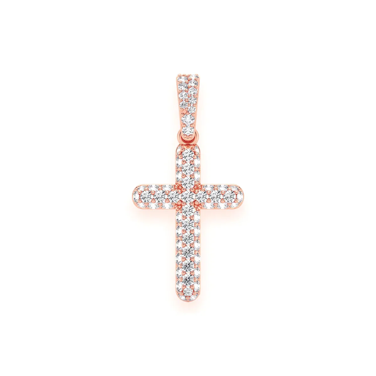For Him Bubbly Diamond Cross Pendant in 0.50ctw / Rose Gold / Natural Diamond – Pendant