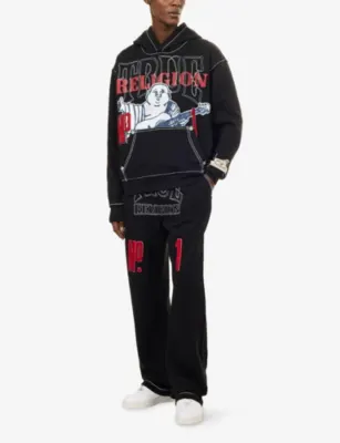 TRUE RELIGION No1 Contrast-Stitch Cotton-Blend Jogging Bottoms detail 2