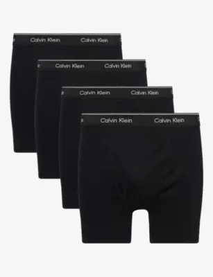 CALVIN KLEIN Logo-Waistband Pack of Three Cotton Boxer Briefs