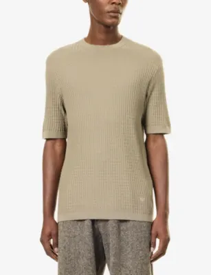 EMPORIO ARMANI Square-Knit Virgin-Wool T-Shirt detail 3