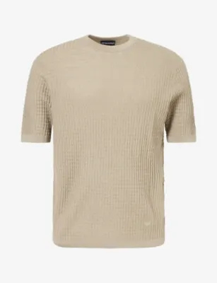 EMPORIO ARMANI Square-Knit Virgin-Wool T-Shirt