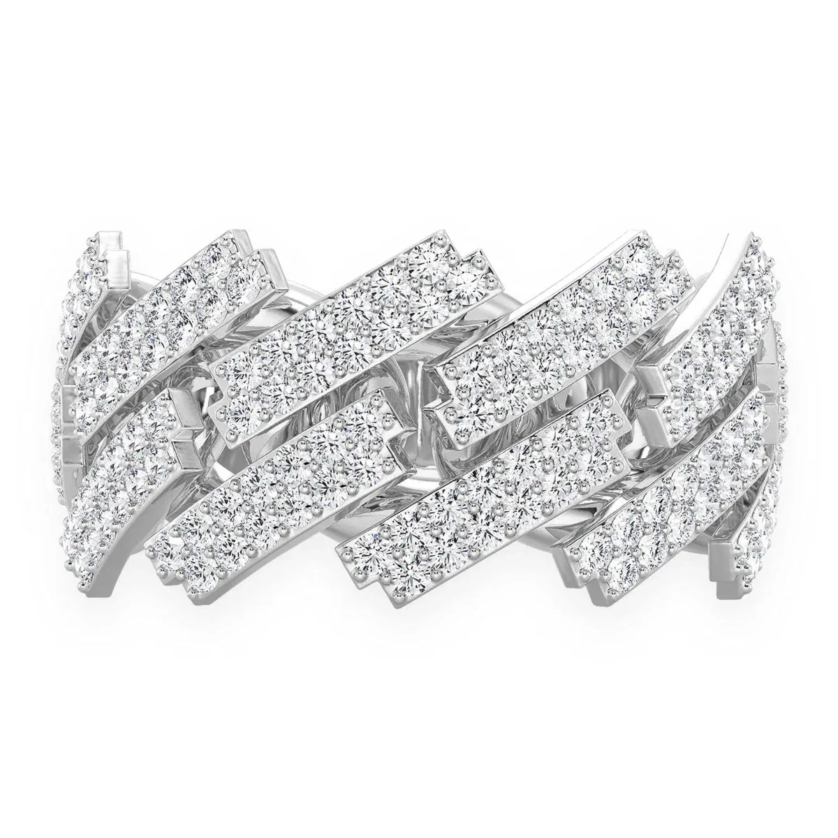 For Him Serrated Cuban Diamond Ring in White Gold / Natural Diamond – Ring