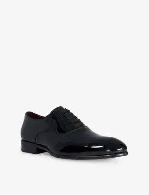 DUNE Stenny Patent-Leather Derby Shoes - EUR 41 / 7 UK MEN in BLACK PATENT LEATHER, additional product view 3