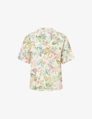 120% LINO Short-Sleeve Relaxed-Fit Linen Shirt - Printed Fa detail 2
