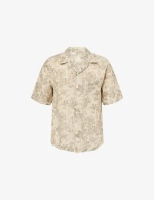 120% LINO Short-Sleeve Relaxed-Fit Linen Shirt - Printed Fa