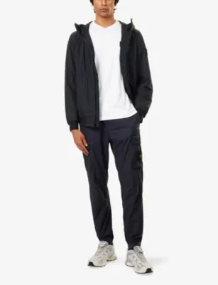 STONE ISLAND Compass-Logo Crinkle Reps Hooded Woven Jacket detail 2