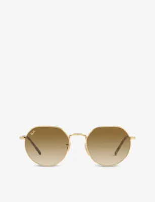 RAY-BAN RB3565 Jack hexagonal-frame gold-toned and acetate sunglasses