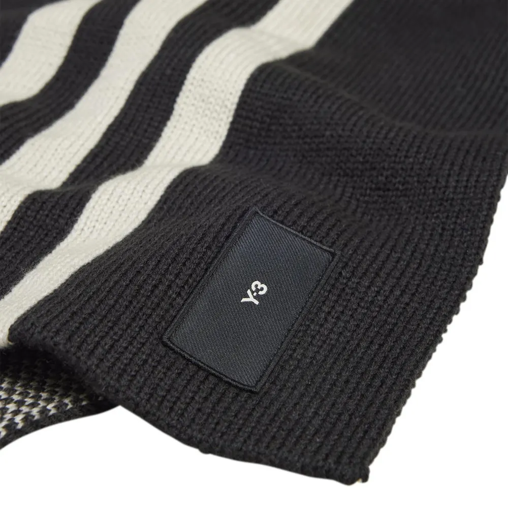 Y3 Men's Stripe Midweight Scarf in Black, additional product view 2
