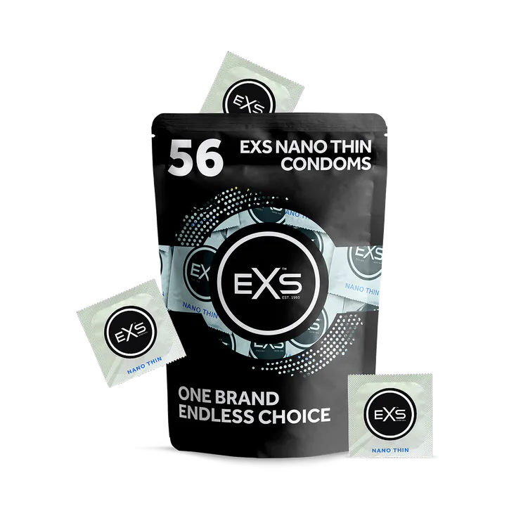 EXS Nano Thin Condoms Lightweight Vegan Latex 56 Pack