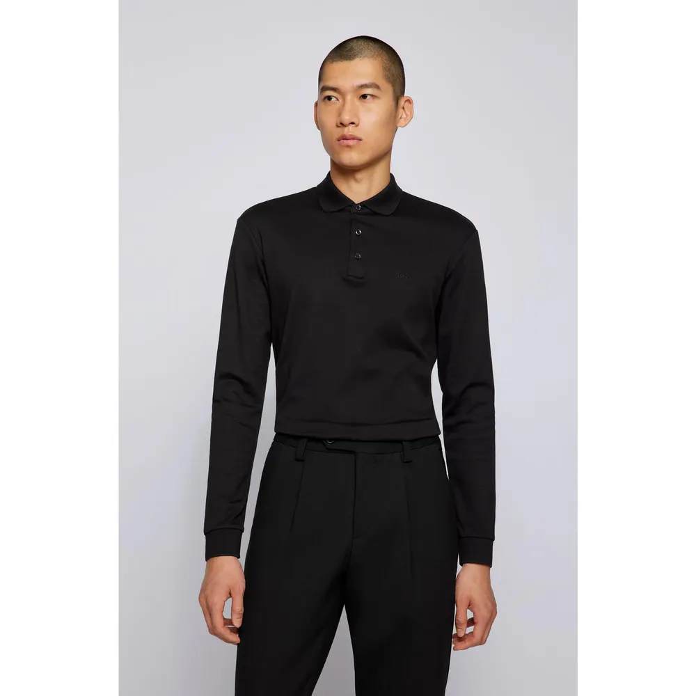 Boss Men's HBB Pado 30 Long-Sleeve Polo Shirt, Iconic Logo Embroidered detail 3