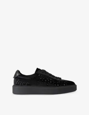 KURT GEIGER LONDON Albion Retro Velvet Trainers - EUR 40 / 6 UK MEN in BLK/OTHER – Mens | Trainers | Lace up trainers