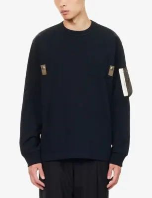 SACAI Zip-Pocket Long-Sleeve Cotton T-shirt detail 3