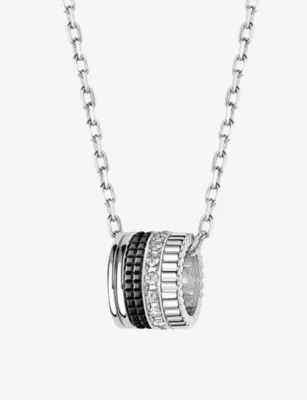 BOUCHERON Quatre Black Edition 18ct white-gold and 0.24ct diamond pendant necklace detail 2