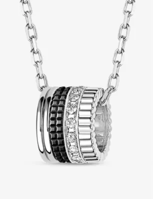 BOUCHERON Quatre Black Edition 18ct white-gold and 0.24ct diamond pendant necklace detail 3