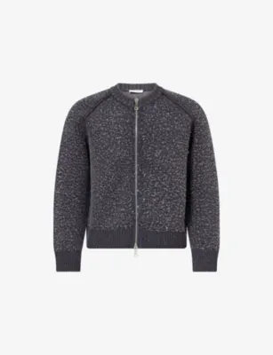 CRAIG GREEN Blanket Zipped Merino Wool and Cotton-Blend Jumper in NAVY/ GREY – Mens | Knitwear | Jumpers