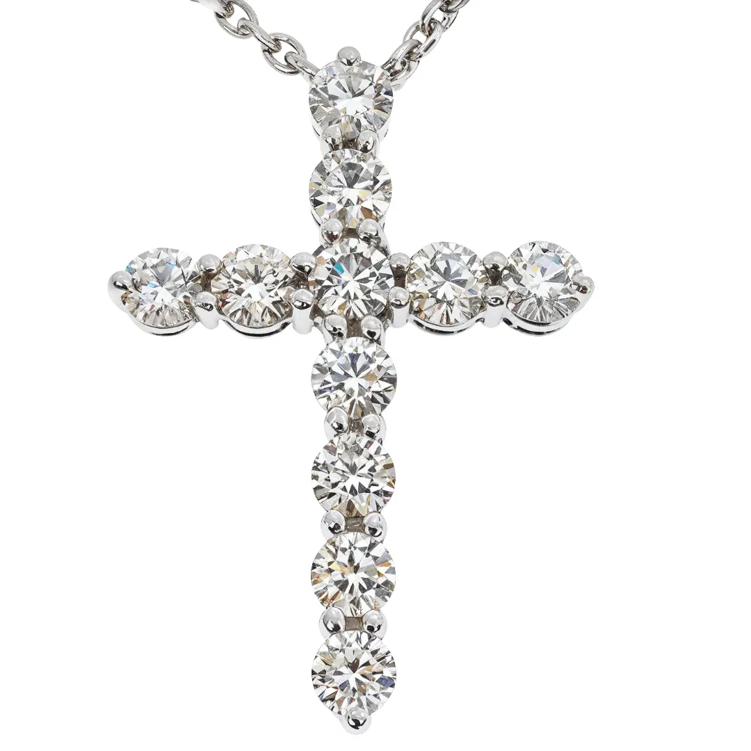 RINA - For Him FACTORY 18K White Gold Diamond Cross Pendant with 18 Inch Chain 64630 in Rose Gold / 18 Inches – Pendant Set