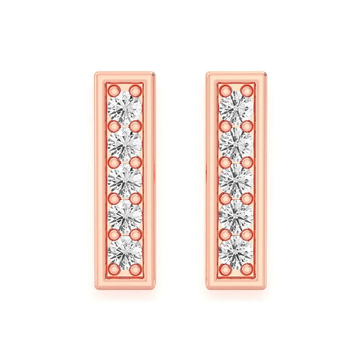 For Him Bar Diamond Studs in Rose Gold / Natural Diamond – Earring