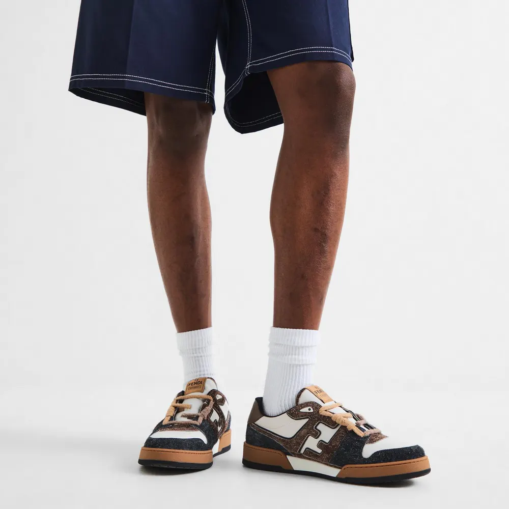 Fendi Men's Low-Top Trainers in White/Brwn, additional product view 3