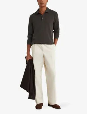 REISS Alba Long-Sleeve Stretch-Woven Polo detail 2