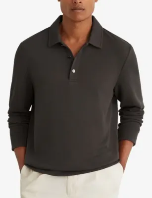 REISS Alba Long-Sleeve Stretch-Woven Polo detail 3