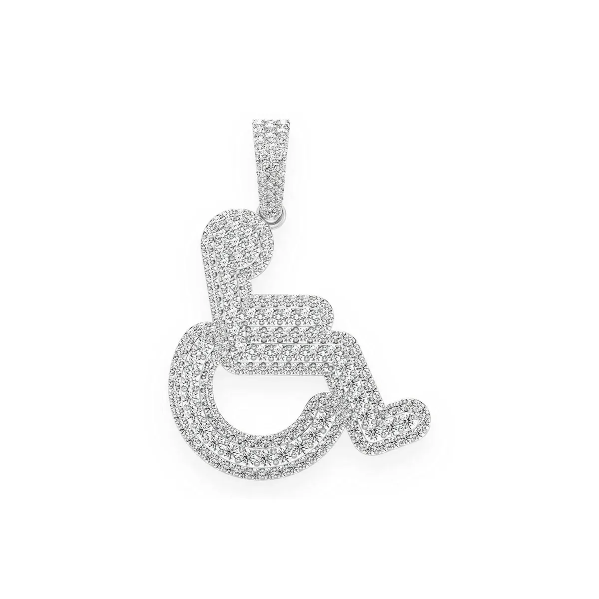 For Him Wheelchair Diamond Pendant in 2.60ctw / White Gold / Natural Diamond – Pendant