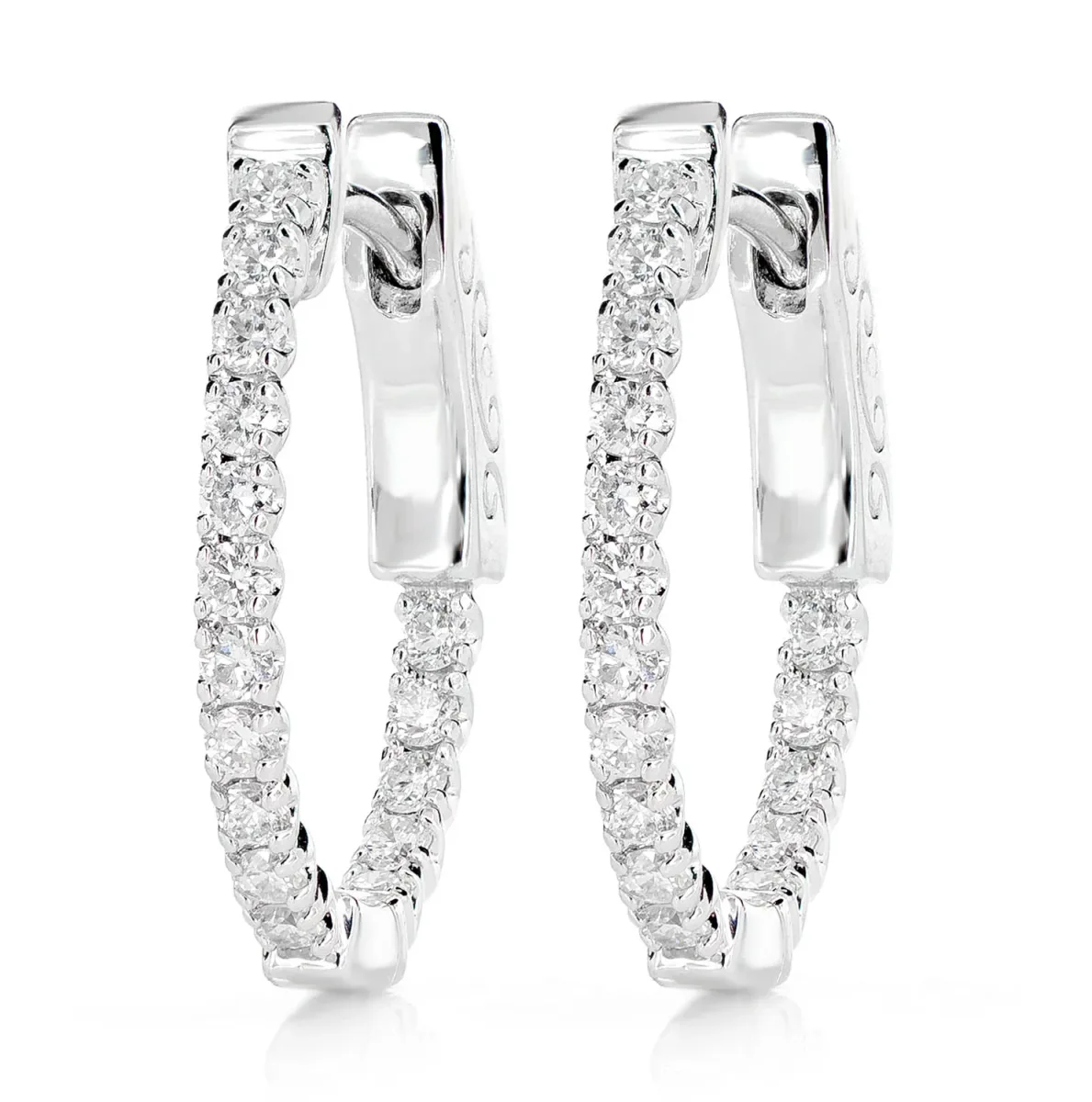 For Him 1pt Inside Outside Diamond Hoop Earrings in White Gold / Natural Diamond – Earring