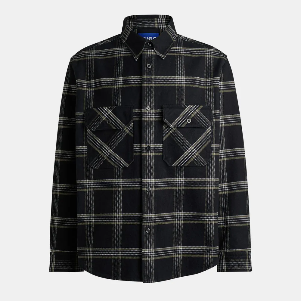 Hugo Men's Oversized Check Cotton Long Sleeve Overshirt